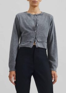 Simi Layered Cardigan - Grey Grey Knitwear The Frankie Shop Women - Image 2