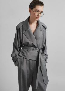 Simona Short Trench - Grey Melange Outerwear The Frankie Shop Women Grey