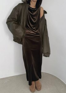 Sinai Twisted Velvet Dress - Brown Brown Dresses Women The Frankie Shop - Image 2