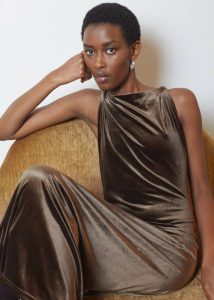 Sinai Twisted Velvet Dress - Brown Brown Dresses Women The Frankie Shop