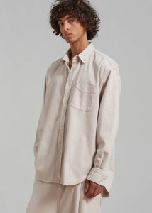 Sinclair Denim Shirt - Natural Tops Men Beige The Frankie Shop