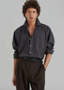 Sinclair Shirt - Charcoal The Frankie Shop Men Tops Grey - Image 5