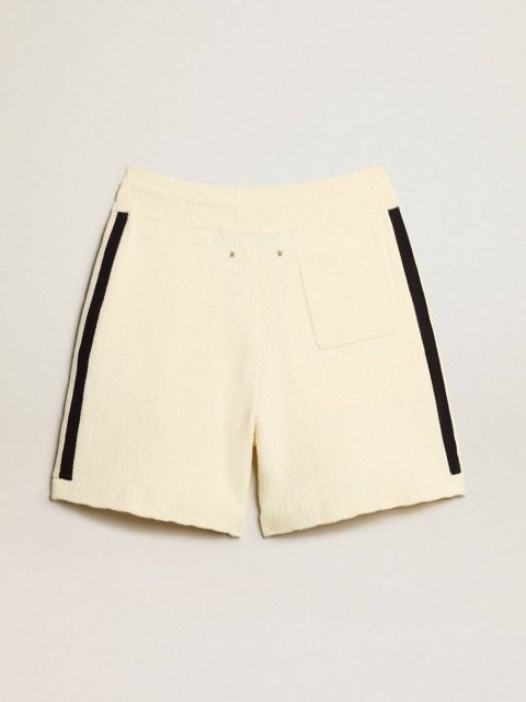 Skirts & Shorts Women Golden Goose Women's Vintage White Shorts With Blue Rib Knit On The Sides Vintage White - Image 5