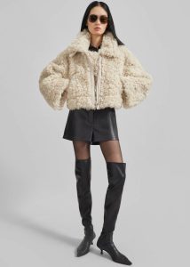 Skov Faux Shearling Jacket - Ivory Outerwear The Frankie Shop Women White