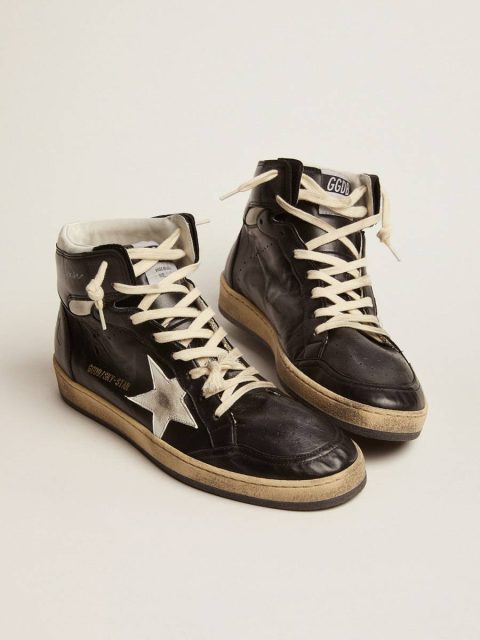 Sky-Star Golden Goose Sky-Star In Black Nappa Leather With White Leather Star Men - Image 2