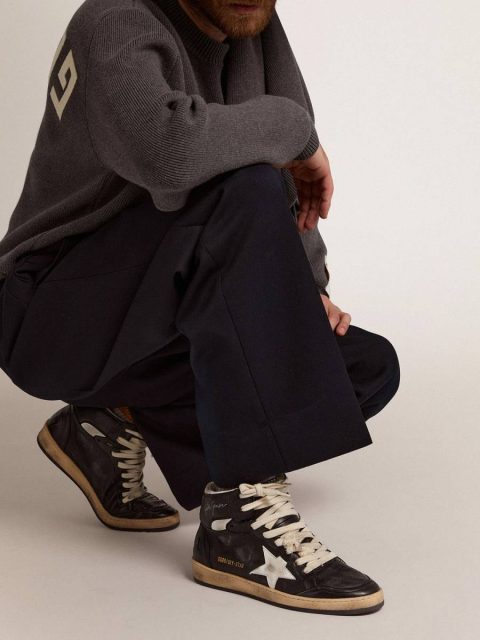 Sky-Star Golden Goose Sky-Star In Black Nappa Leather With White Leather Star Men - Image 3