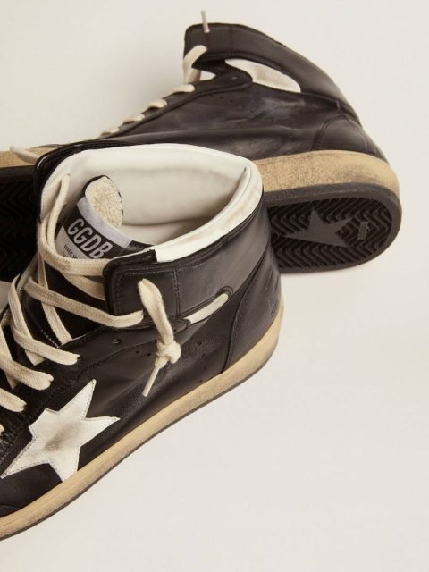Sky-Star Golden Goose Sky-Star In Black Nappa Leather With White Leather Star Men - Image 4