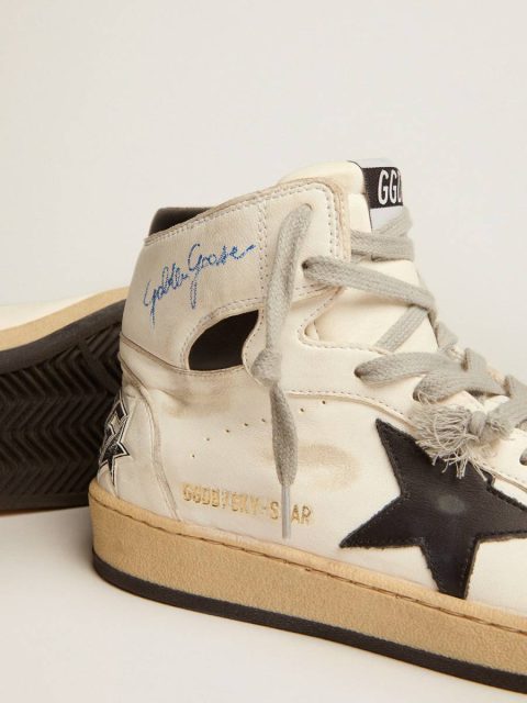 Sky-Star Golden Goose White Women Women's Sky-Star With Signature On The Ankle And Black Inserts - Image 3