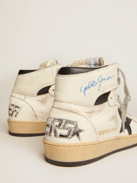 Sky-Star Golden Goose White Women Women's Sky-Star With Signature On The Ankle And Black Inserts - Image 4
