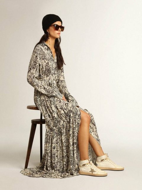 Sky-Star Golden Goose Women Women’s Sky-Star In White Nappa Leather With Dove-Gray Suede Star - Image 3