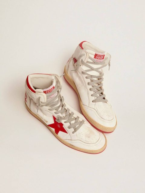 Sky-Star Men Golden Goose Men's Sky-Star With Signature On The Ankle And Red Inserts White - Image 2