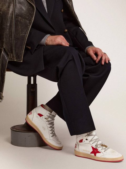 Sky-Star Men Golden Goose Men's Sky-Star With Signature On The Ankle And Red Inserts White - Image 3