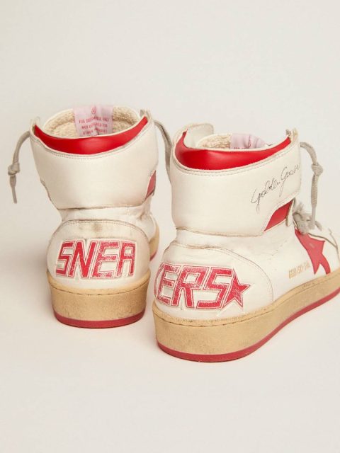 Sky-Star Men Golden Goose Men's Sky-Star With Signature On The Ankle And Red Inserts White - Image 5