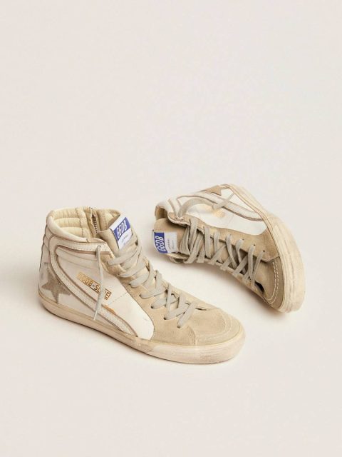 Slide Golden Goose Women Women's Slide With Ice-Gray Suede Star And White Flash White - Image 2