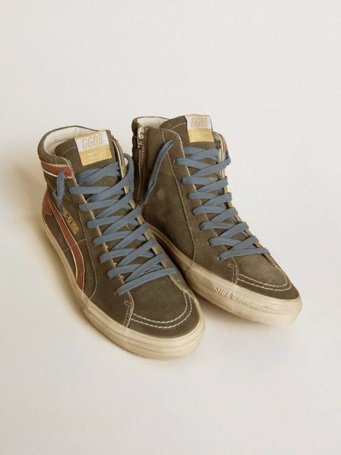 Slide In Gray Suede With Brown Nubuck Star And Flash Golden Goose Slide Men - Image 2