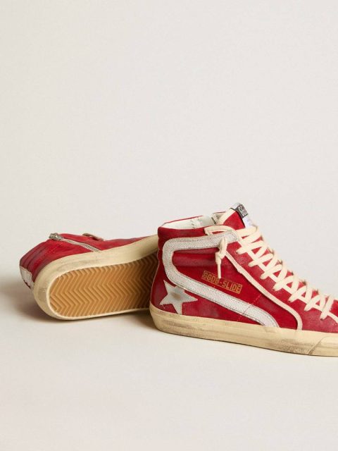 Slide In Red Suede With Silver Star And Lizard Print Flash Golden Goose Women Slide - Image 3