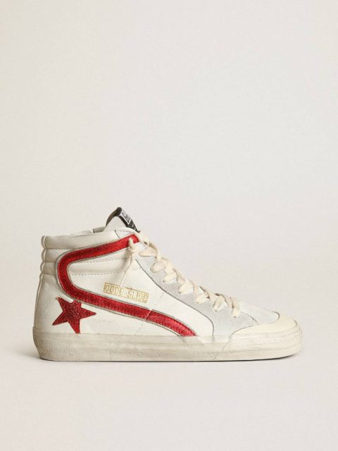 Slide With A Red Laminated Leather Star And Flash Slide Golden Goose Women