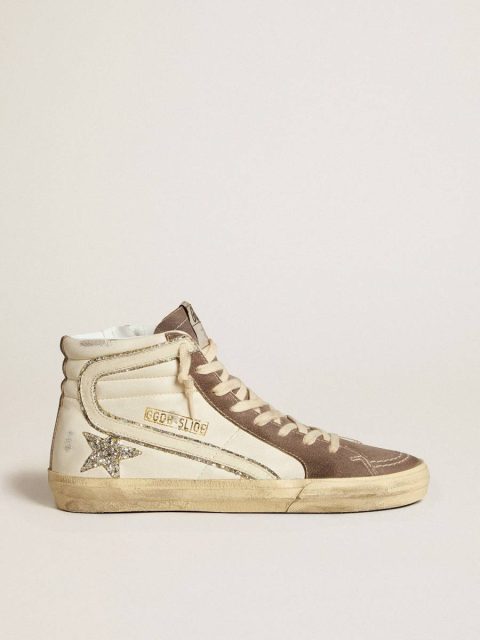 Slide Women Slide In Nappa With Glitter Star And Patent Leather Flash Golden Goose