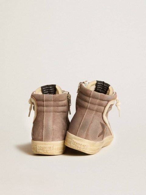 Slide Women Women’s Slide Ltd In Brown Suede With Leather Star And Flash Golden Goose - Image 4