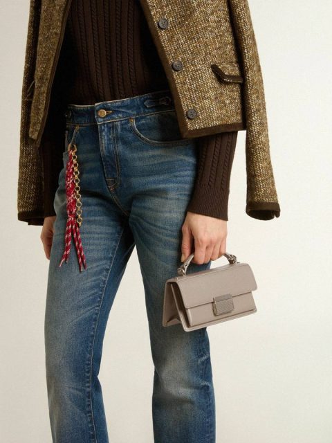 Small Venezia Bag In Beige Boarded Leather With Gold Details Golden Goose Crossbody Bags Women Beige - Image 3