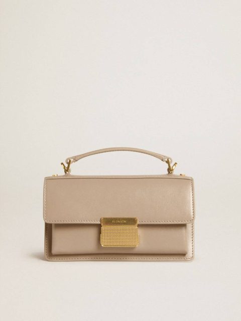 Small Venezia Bag In Beige Boarded Leather With Gold Details Golden Goose Crossbody Bags Women Beige