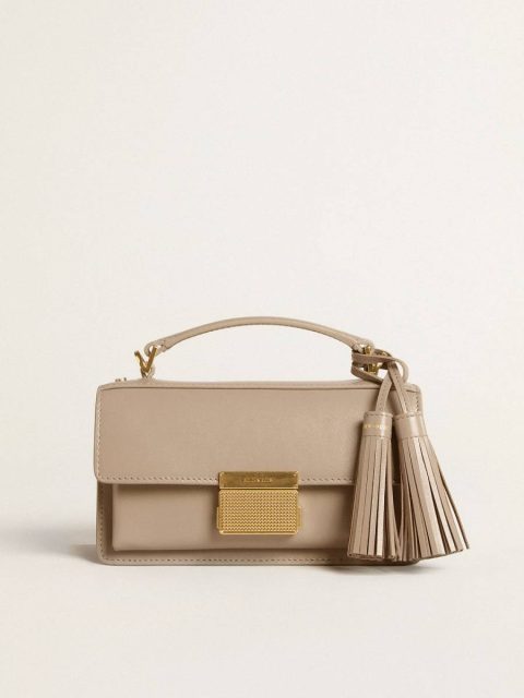 Small Venezia Bag In Beige Boarded Leather With Gold Details Golden Goose Crossbody Bags Women Beige - Image 5