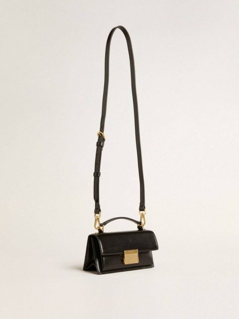 Small Venezia Bag In Black Boarded Leather With Gold Details Golden Goose Black Crossbody Bags Women - Image 2