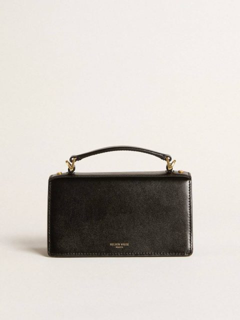 Small Venezia Bag In Black Boarded Leather With Gold Details Golden Goose Black Crossbody Bags Women - Image 4