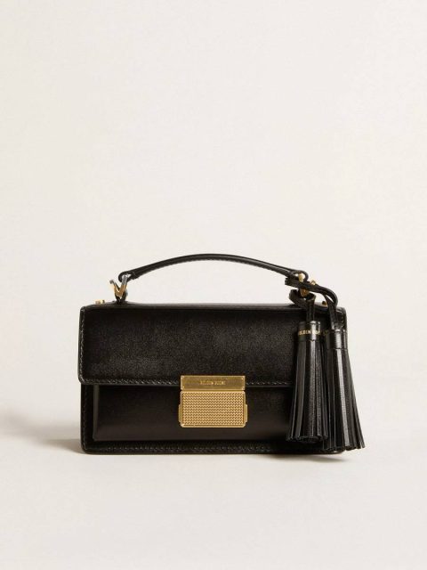Small Venezia Bag In Black Boarded Leather With Gold Details Golden Goose Black Crossbody Bags Women - Image 5