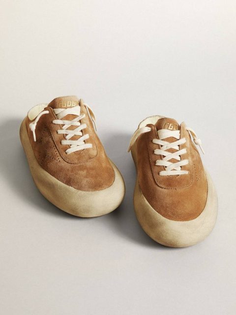 Space-Star Golden Goose Women Women's Space-Star Sabot In Tobacco-Colored Suede With Perforated Star - Image 2