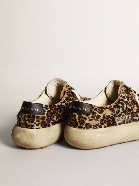 Space-Star Men Men's Space-Star In Leopard Print Pony Skin With Black Star And Heel Golden Goose - Image 5