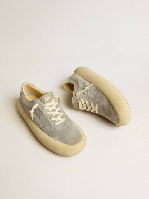 Space-Star Women Golden Goose Women's Space-Star Shoes In Ice-Gray Suede With Perforated Star - Image 2