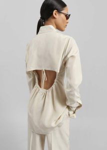 Sportmax Teoria Cut-Out Shirt - Ivory The Frankie Shop Tops Beige Women - Image 2