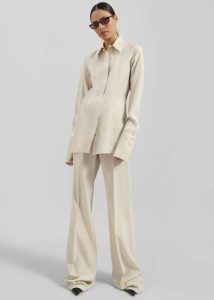 Sportmax Teoria Cut-Out Shirt - Ivory The Frankie Shop Tops Beige Women