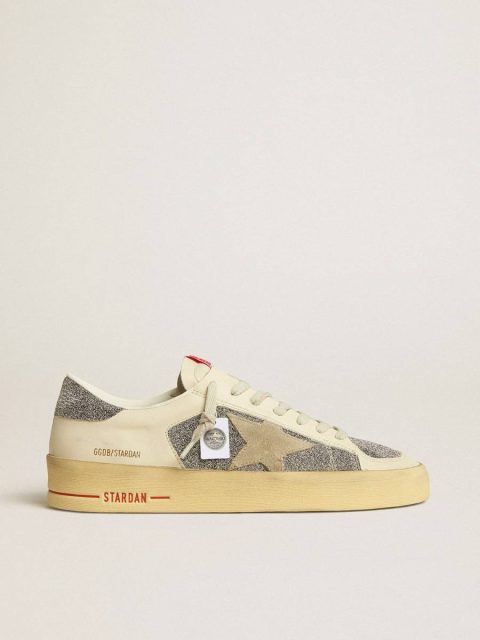 Stardan Golden Goose Men's Stardan In Suede With Sand Star And Swarovski Crystal Inserts Men