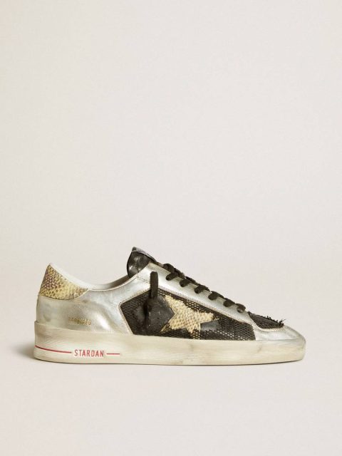 Stardan Lab In Silver Leather And Mesh With Golden Star And Heel Tab Stardan Men Golden Goose