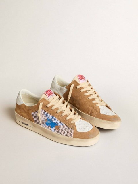 Stardan Ltd In Tobacco Suede And Mesh With Blue Star And Leather Heel Tab Golden Goose Stardan Men - Image 2
