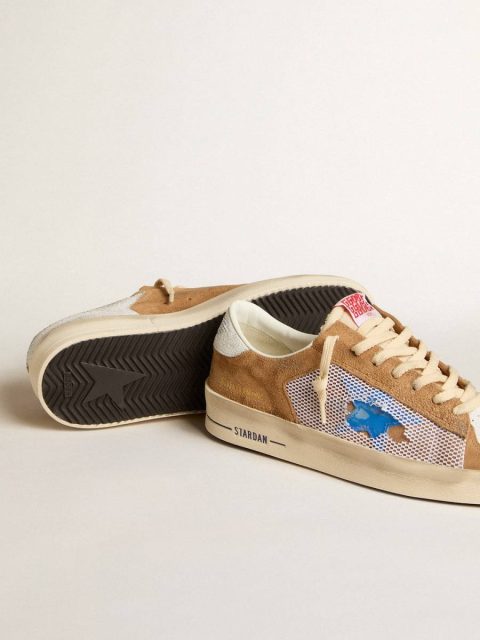 Stardan Ltd In Tobacco Suede And Mesh With Blue Star And Leather Heel Tab Golden Goose Stardan Men - Image 3