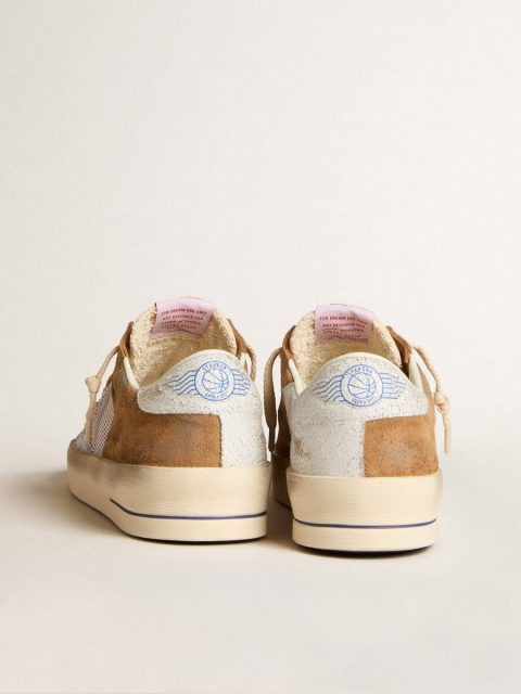 Stardan Ltd In Tobacco Suede And Mesh With Blue Star And Leather Heel Tab Golden Goose Stardan Men - Image 4