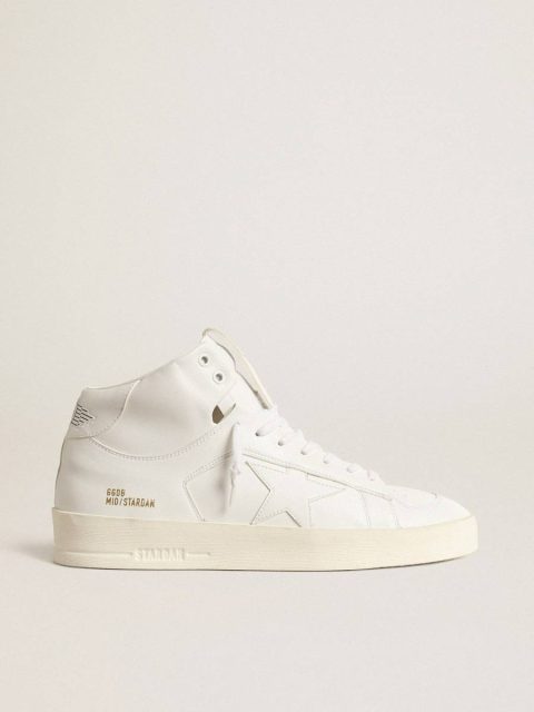 Stardan Men Golden Goose Men’s Bio-Based Mid-Stardan With White Star And Heel Tab