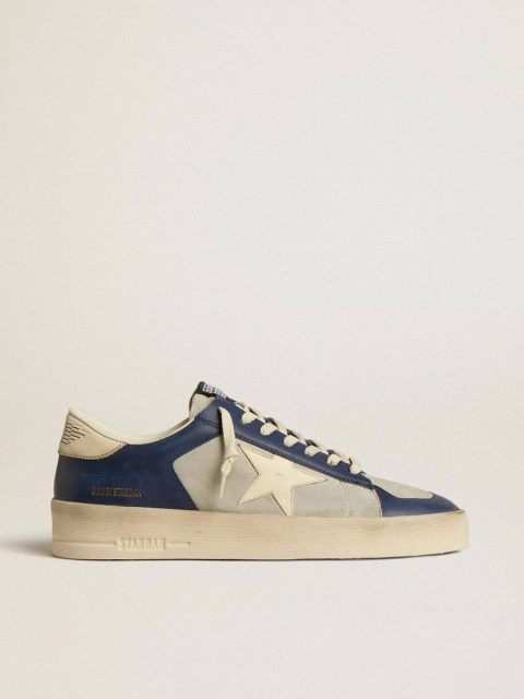Stardan Men Men’s Stardan In Grey And Blue Leather With Cream-Colored Star And Heel Tab Golden Goose