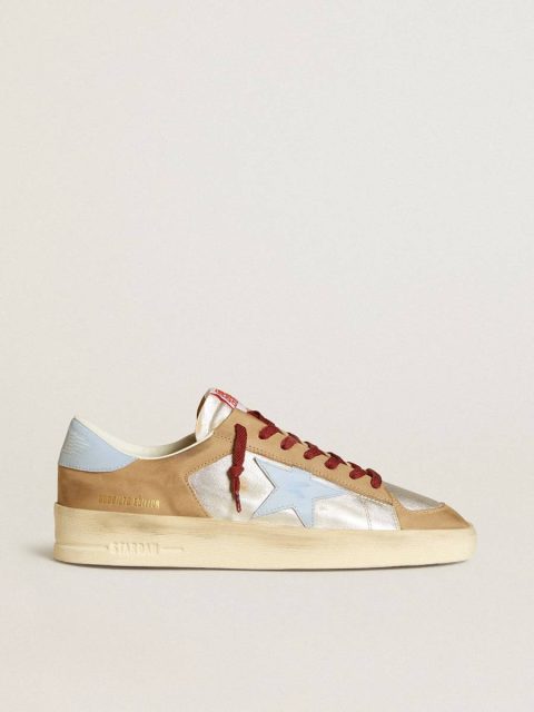 Stardan Men's Silver Stardan Ltd With Light Blue Leather Star And Nubuck Inserts Golden Goose Men