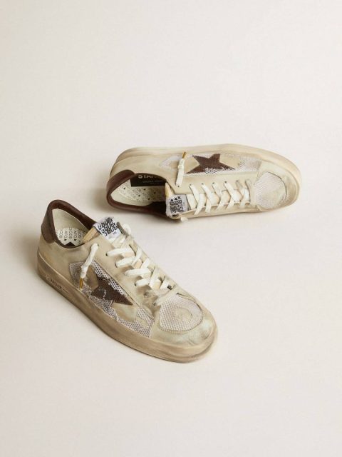 Stardan Stardan In Nubuck And Mesh With Brown Lizard-Print Leather Star Golden Goose Men - Image 2