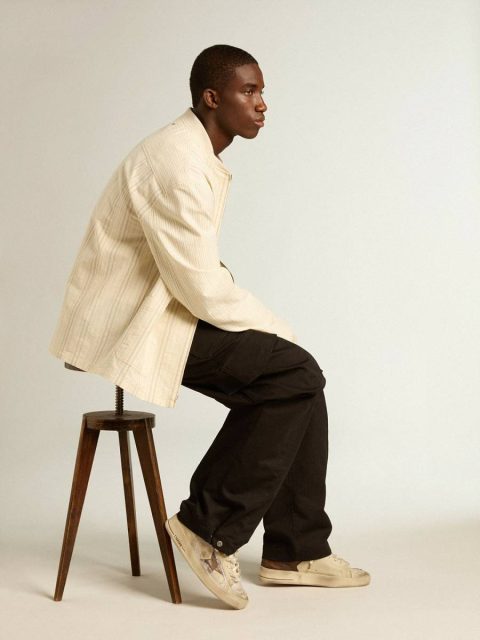 Stardan Stardan In Nubuck And Mesh With Brown Lizard-Print Leather Star Golden Goose Men - Image 3