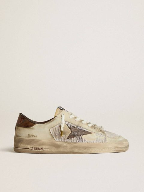 Stardan Stardan In Nubuck And Mesh With Brown Lizard-Print Leather Star Golden Goose Men