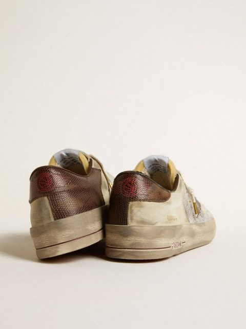 Stardan Stardan In Nubuck And Mesh With Brown Lizard-Print Leather Star Golden Goose Men - Image 5