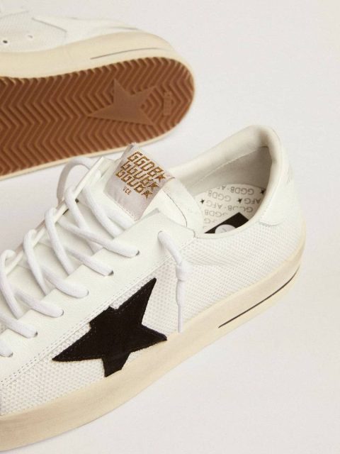 Stardan With White Leather And Mesh Inserts And Black Suede Star Women Golden Goose Stardan - Image 3