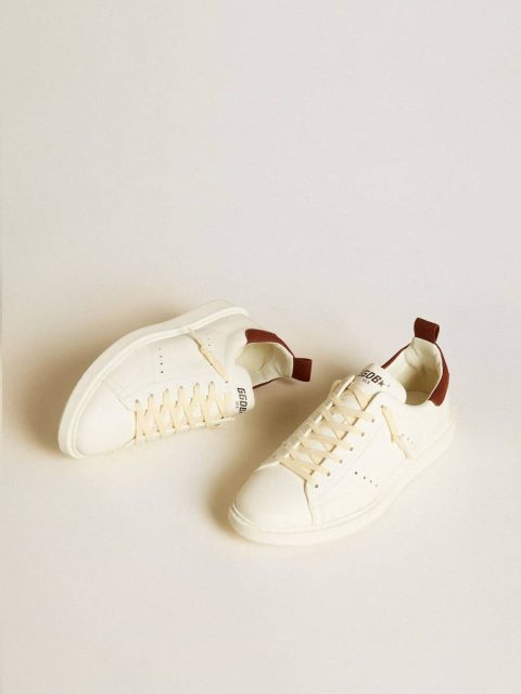 Starter Men’s Starter Ltd In White Leather With Burgundy Nubuck Heel Tab White Golden Goose Men - Image 2