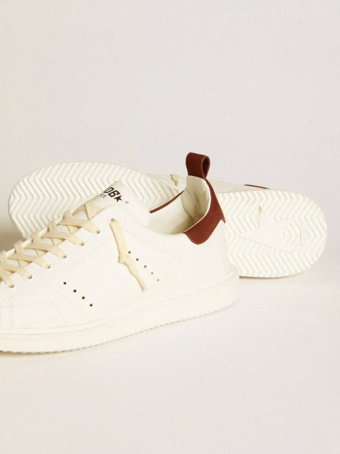 Starter Men’s Starter Ltd In White Leather With Burgundy Nubuck Heel Tab White Golden Goose Men - Image 3
