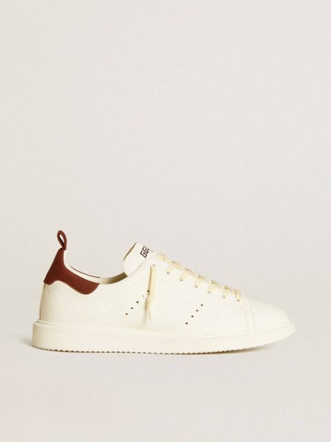 Starter Men’s Starter Ltd In White Leather With Burgundy Nubuck Heel Tab White Golden Goose Men